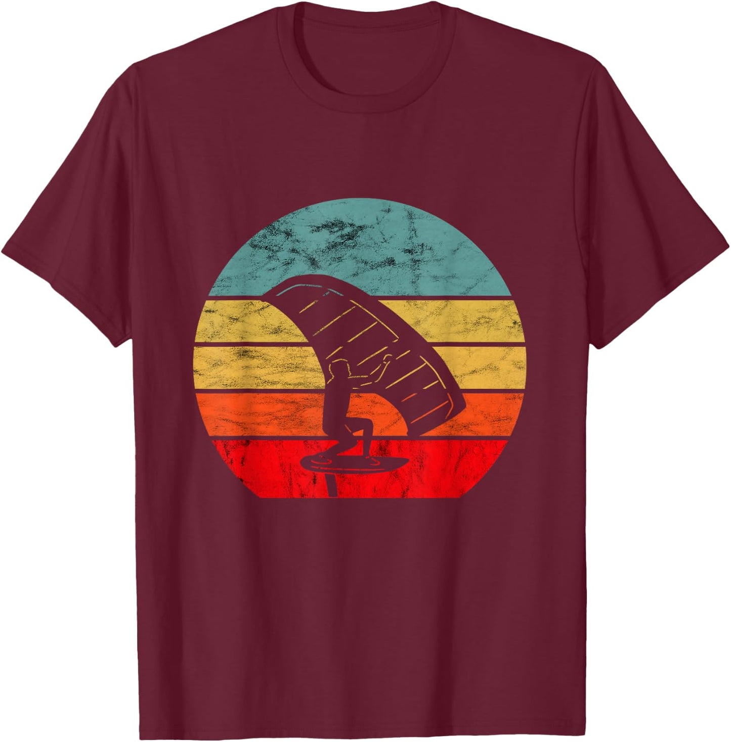 Foil Vintage Retro Foiler Electric Hydrofoil Surfboard T-Shirt - T-Shirt | Maroon