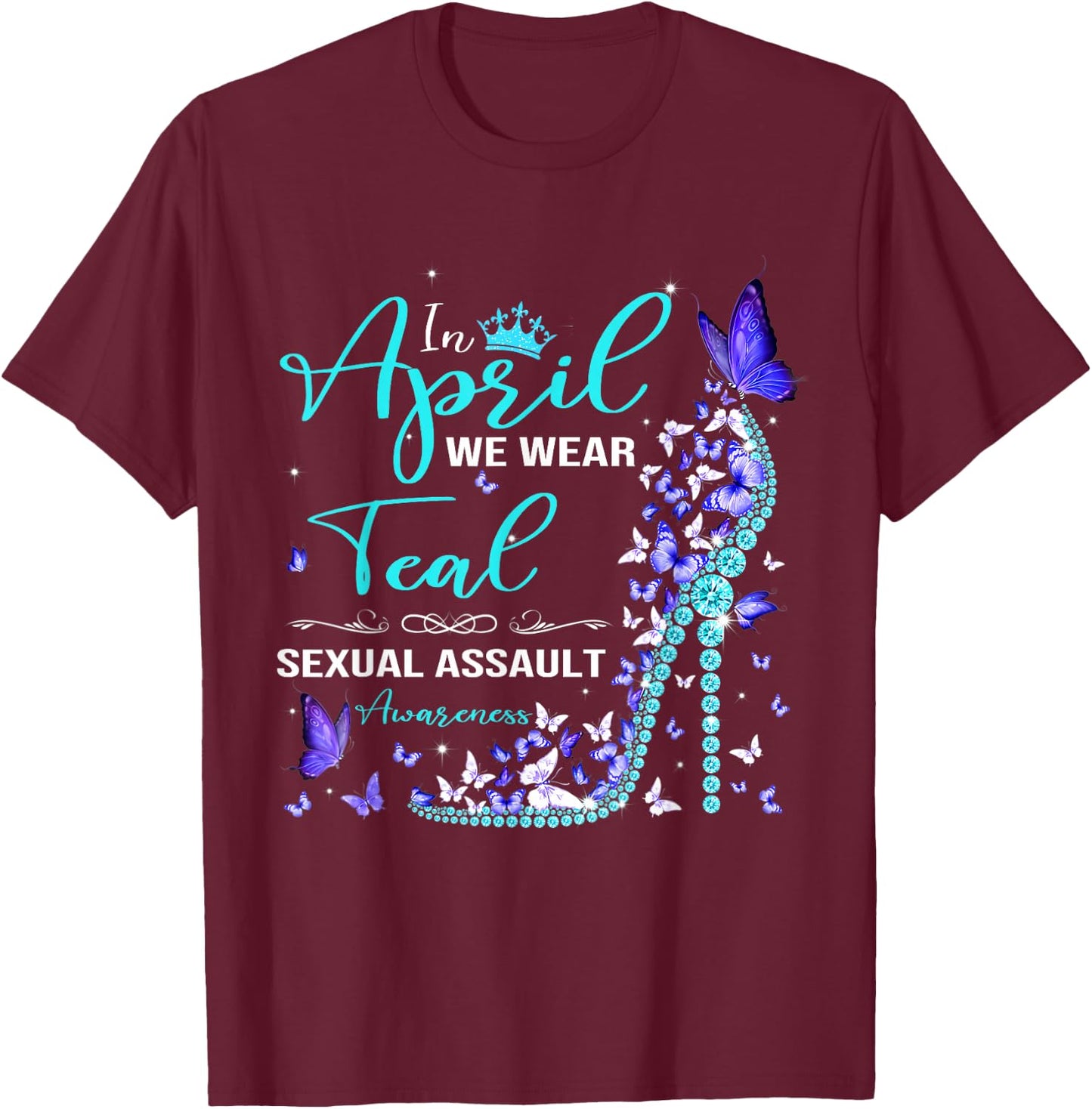 In April We Wear Teal Sexual Assault Awareness Month T-Shirt - T-Shirt | Maroon