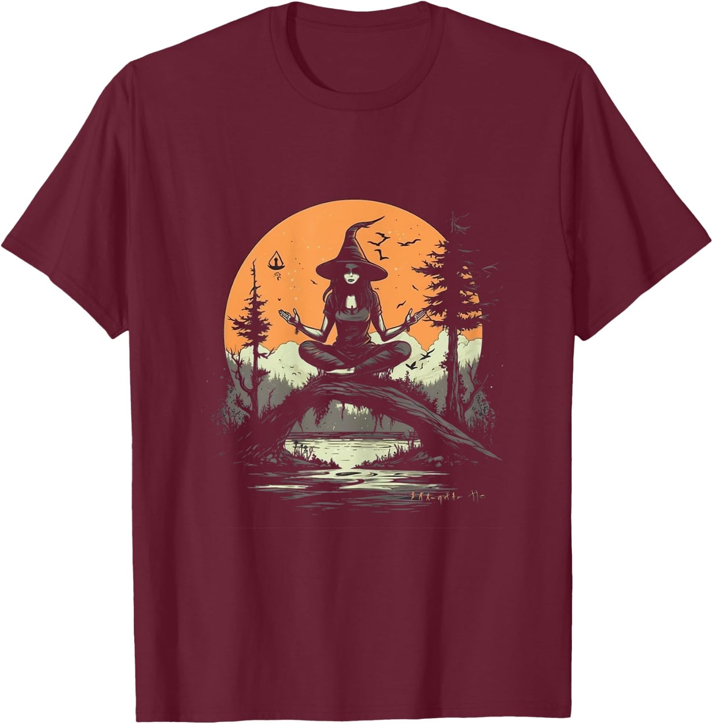 Witch Meditating Halloween Costume Yoga Zen Meditation Women T-Shirt - T-Shirt | Maroon