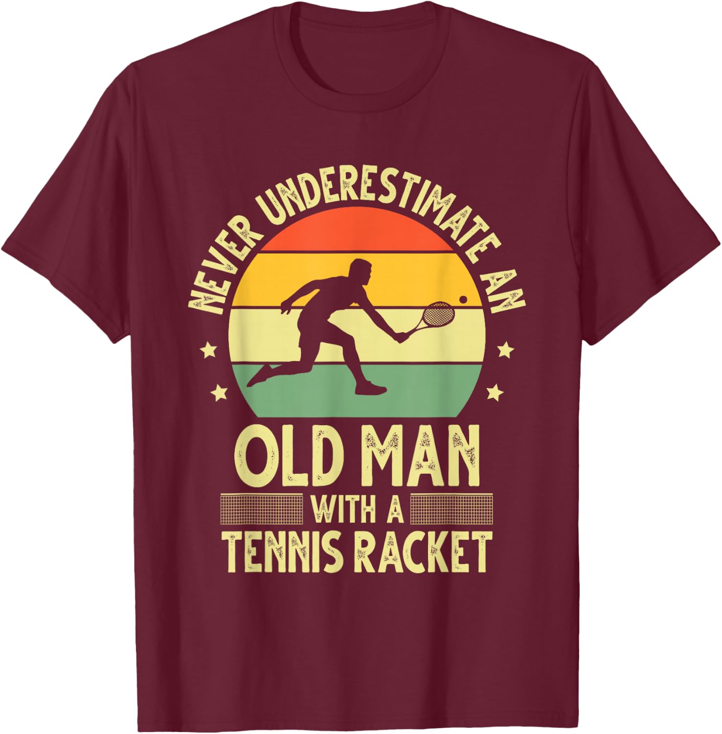 Funny Tennis Art For Grandpa Men Tennis Player Racket Sport T-Shirt - T-Shirt | Maroon