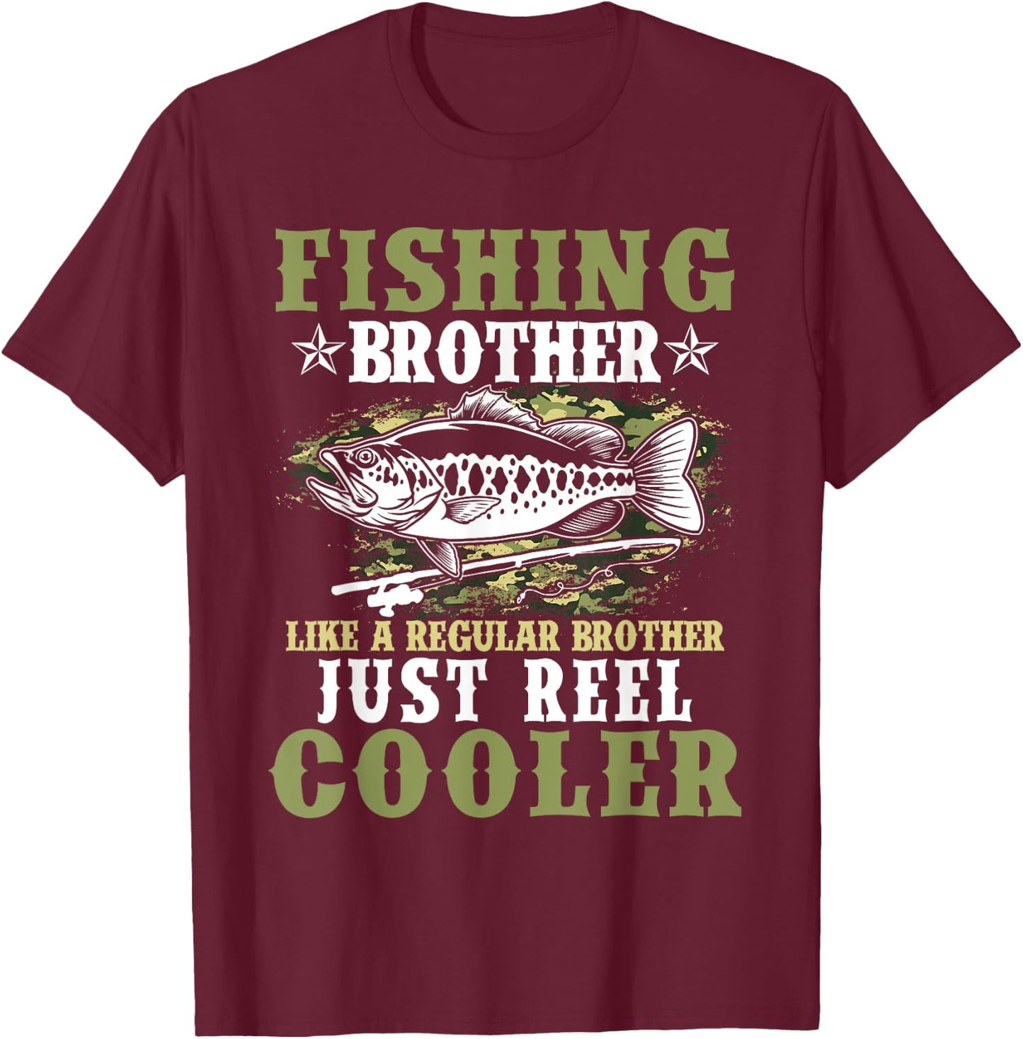Fishing Shirt Boys Fisherman Funny Bass Fishing Brother T-Shirt - T-Shirt | Maroon