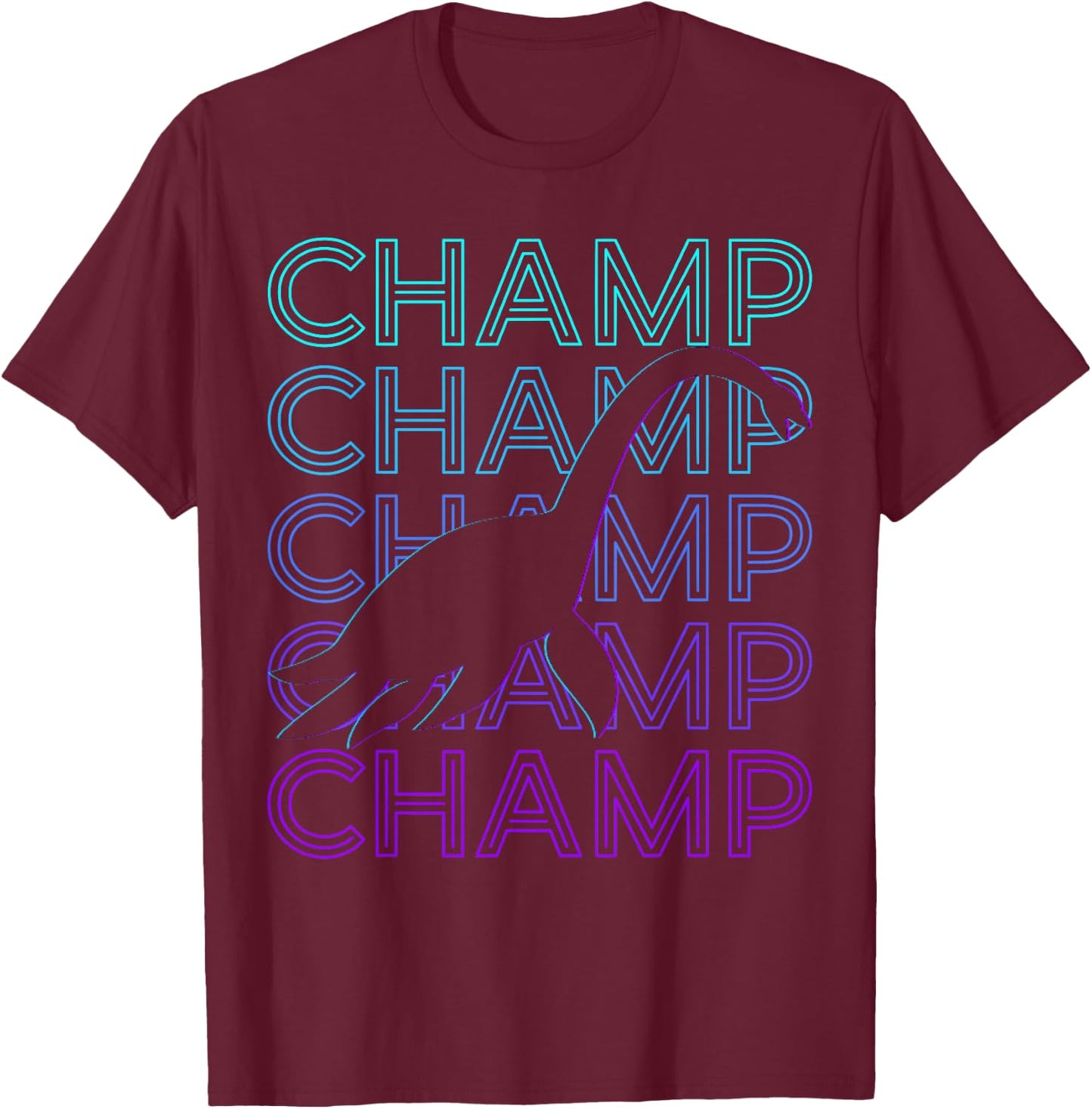 Champ Champy Lake Monster Retro T-Shirt - T-Shirt | Maroon