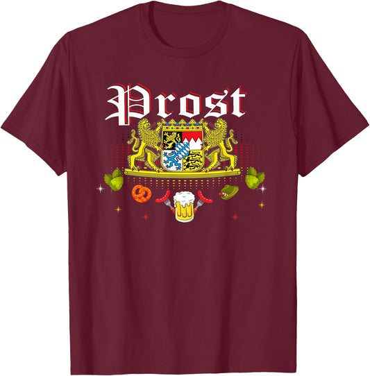 Vintage Oktoberfest Munich Prost!, Munchen Oktober Gifts T-Shirt - T-Shirt | Maroon