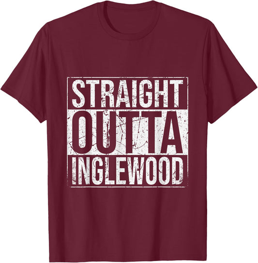 Straight Outta Inglewood Vintage T-Shirt - T-Shirt | Maroon