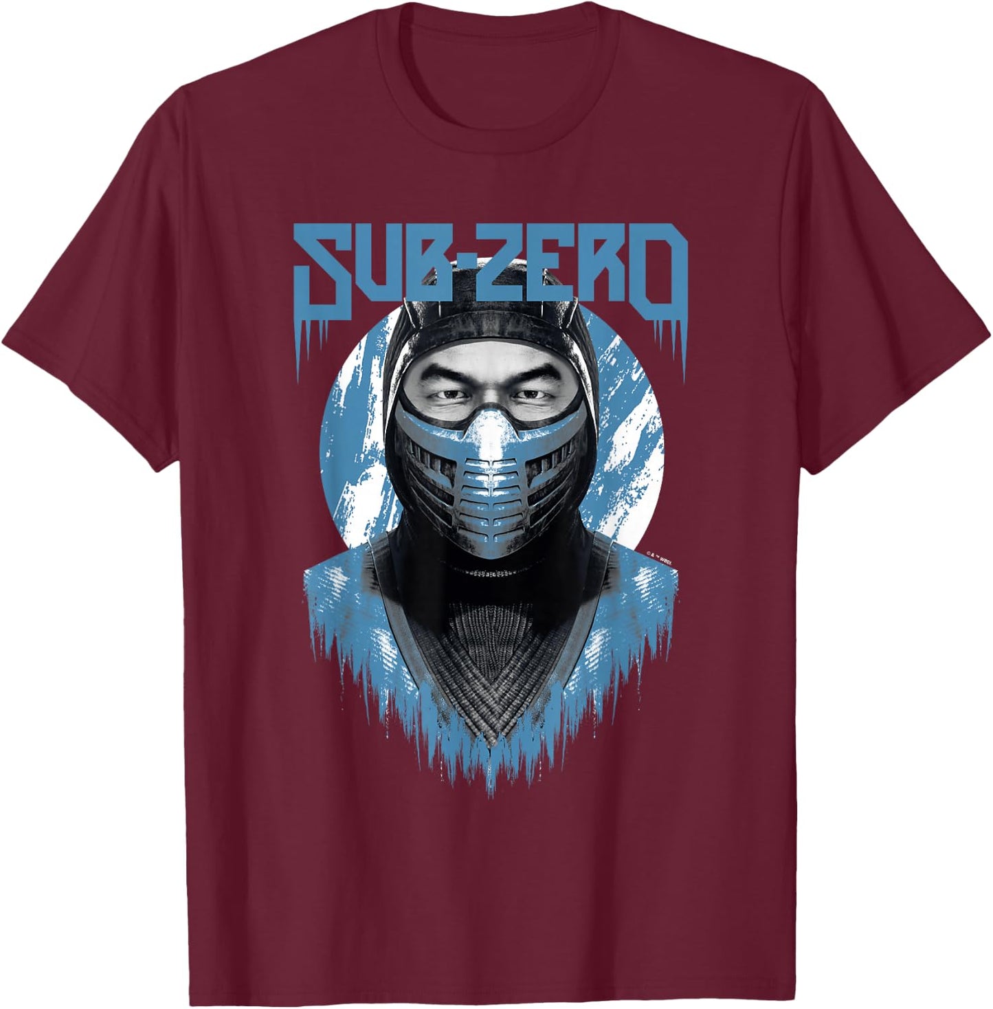 Mortal Kombat Klassic Sub-Zero Big Face Bust Portrait Logo T-Shirt - T-Shirt | Maroon