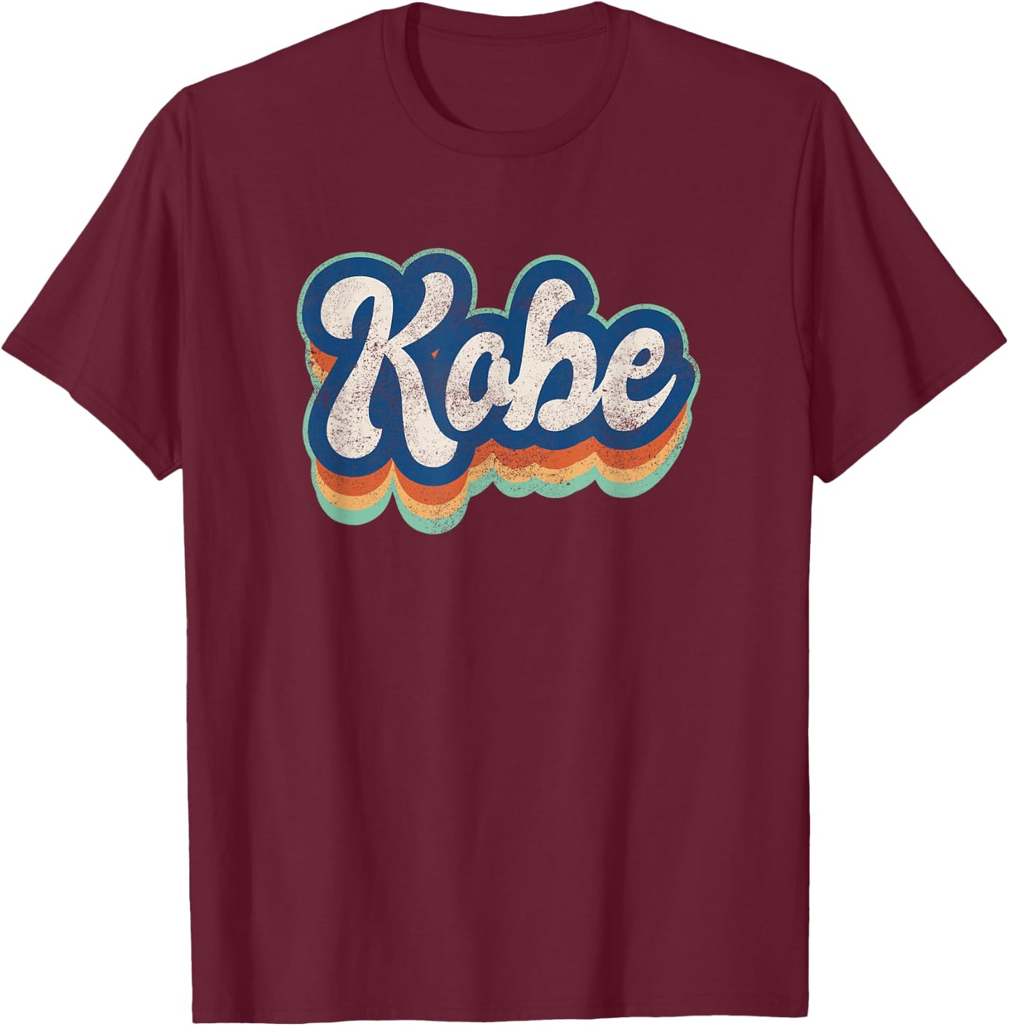 Kobe First Name Boy Vintage Style 70s 80s Personalized T-Shirt - T-Shirt | Maroon