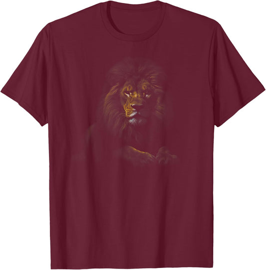 Lion Leon Print Animal Africa Lions T-Shirt - T-Shirt | Maroon