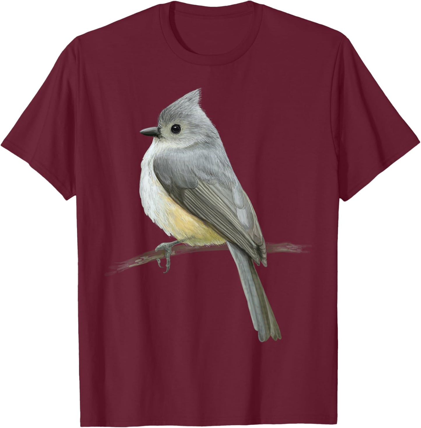cute Tufted titmouse Bird for lovers Birds Watching Birding T-Shirt - T-Shirt | Maroon