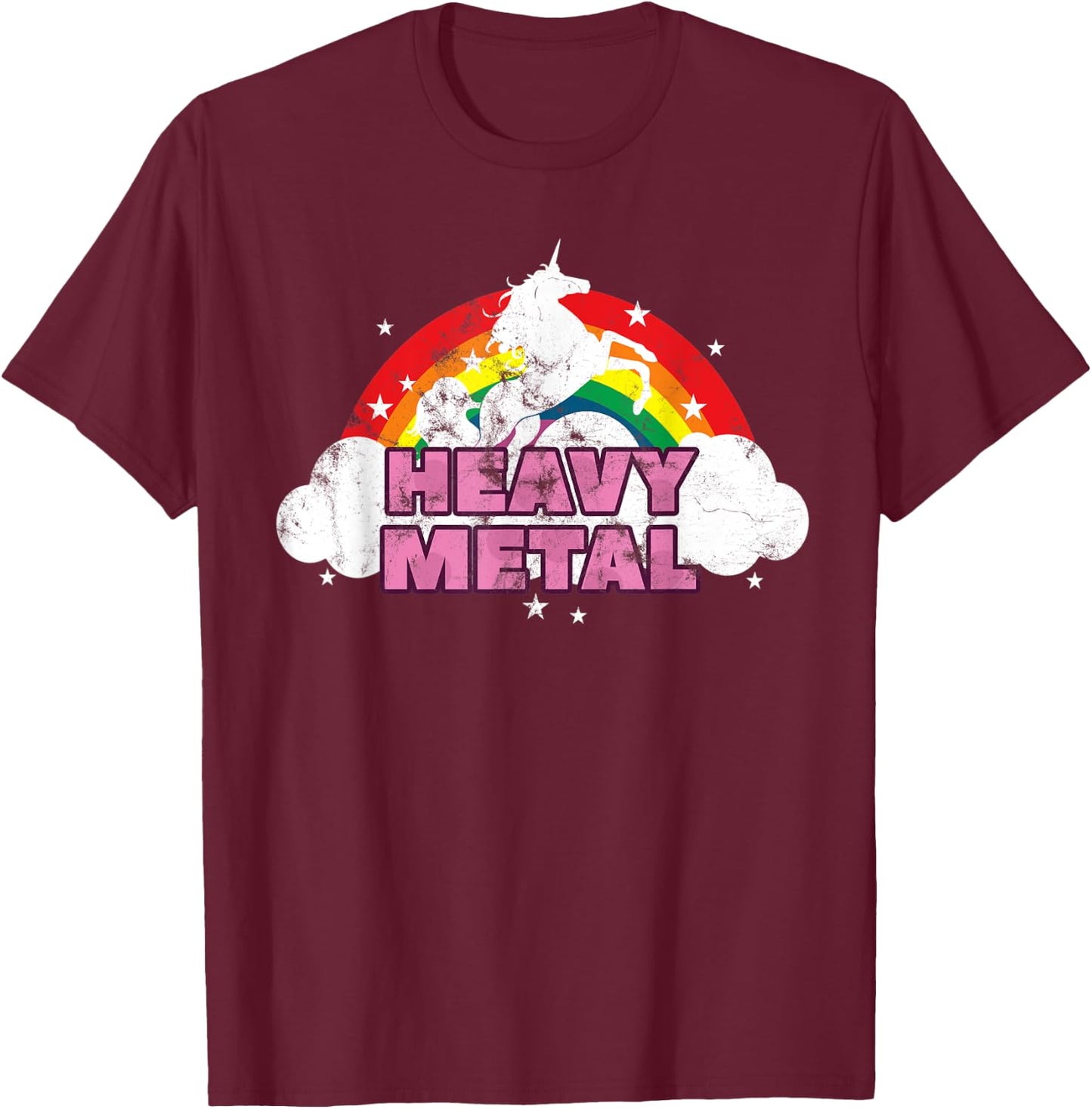 Cute Heavy Metal Unicorn Graphic Men Woman Kids T-Shirt - T-Shirt | Maroon