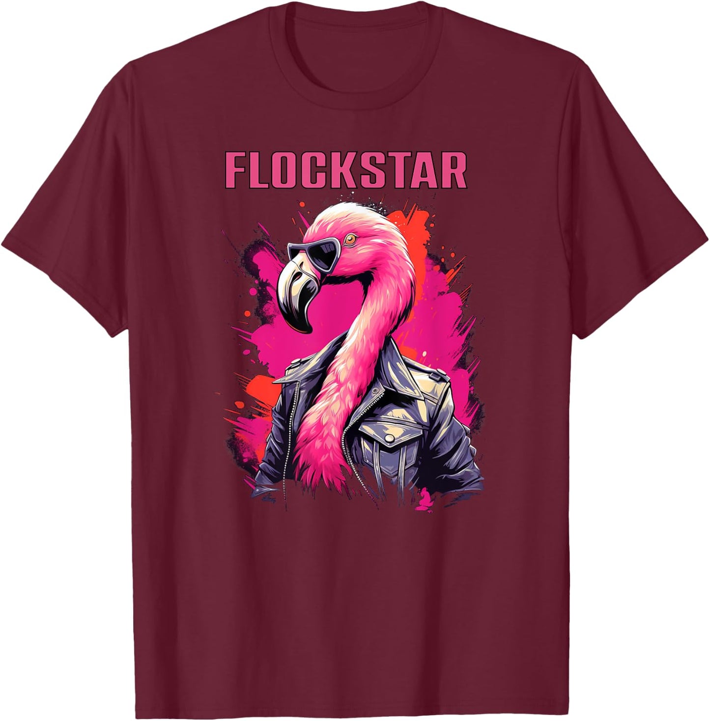 Cool Rockstar Flamingo T-Shirt - T-Shirt | Maroon