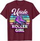 Uncle of Roller Girl Roller Skating Birthday Matching Family T-Shirt - T-Shirt | Maroon