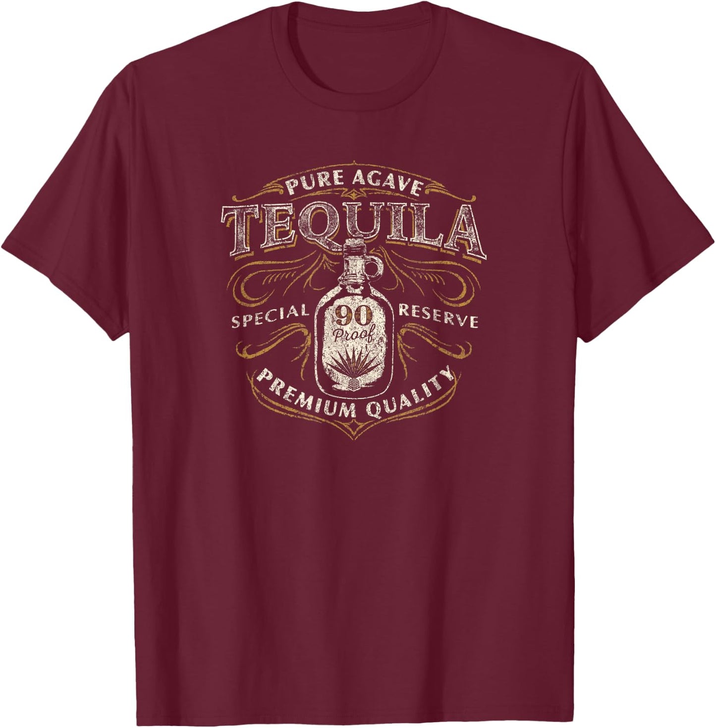 Trendy Classic Centered Pure Agave Tequila T-Shirt - T-Shirt | Maroon