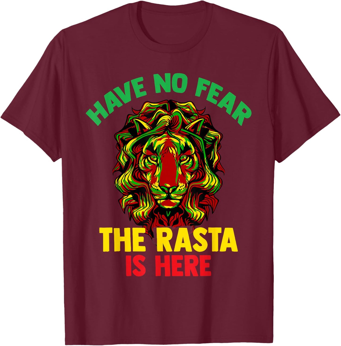 Rastafari Shirt Gift Raggea Reggaeton Flag Lion T-Shirt - T-Shirt | Maroon