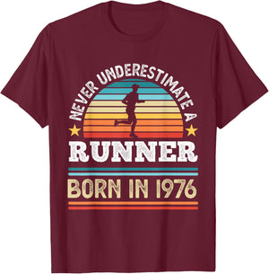 Runner born in 1976 50th Birthday Running Gifts Dad T-Shirt - T-Shirt | Maroon