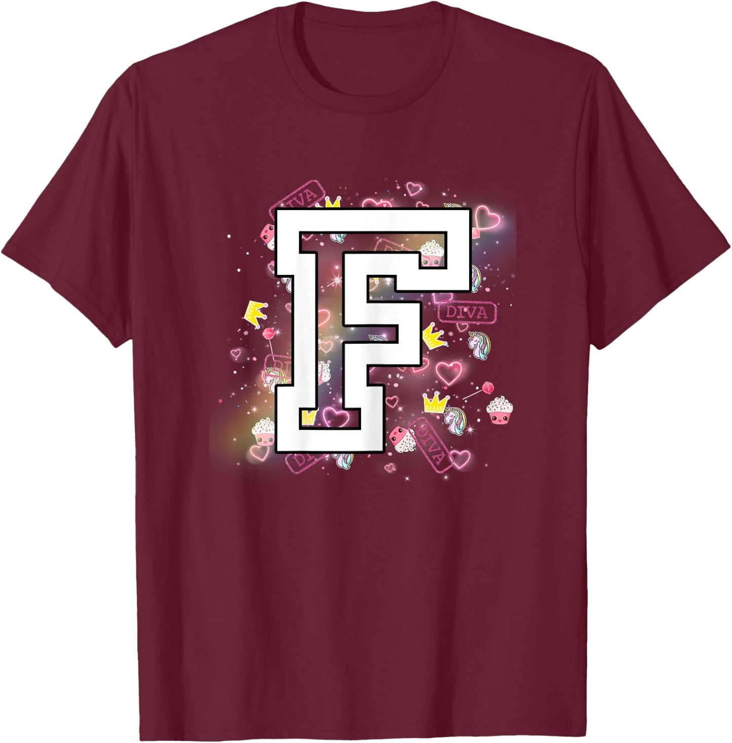 Kids Letter F Clothing For a Girl Who's Name Starts With F T-Shirt - T-Shirt | Maroon