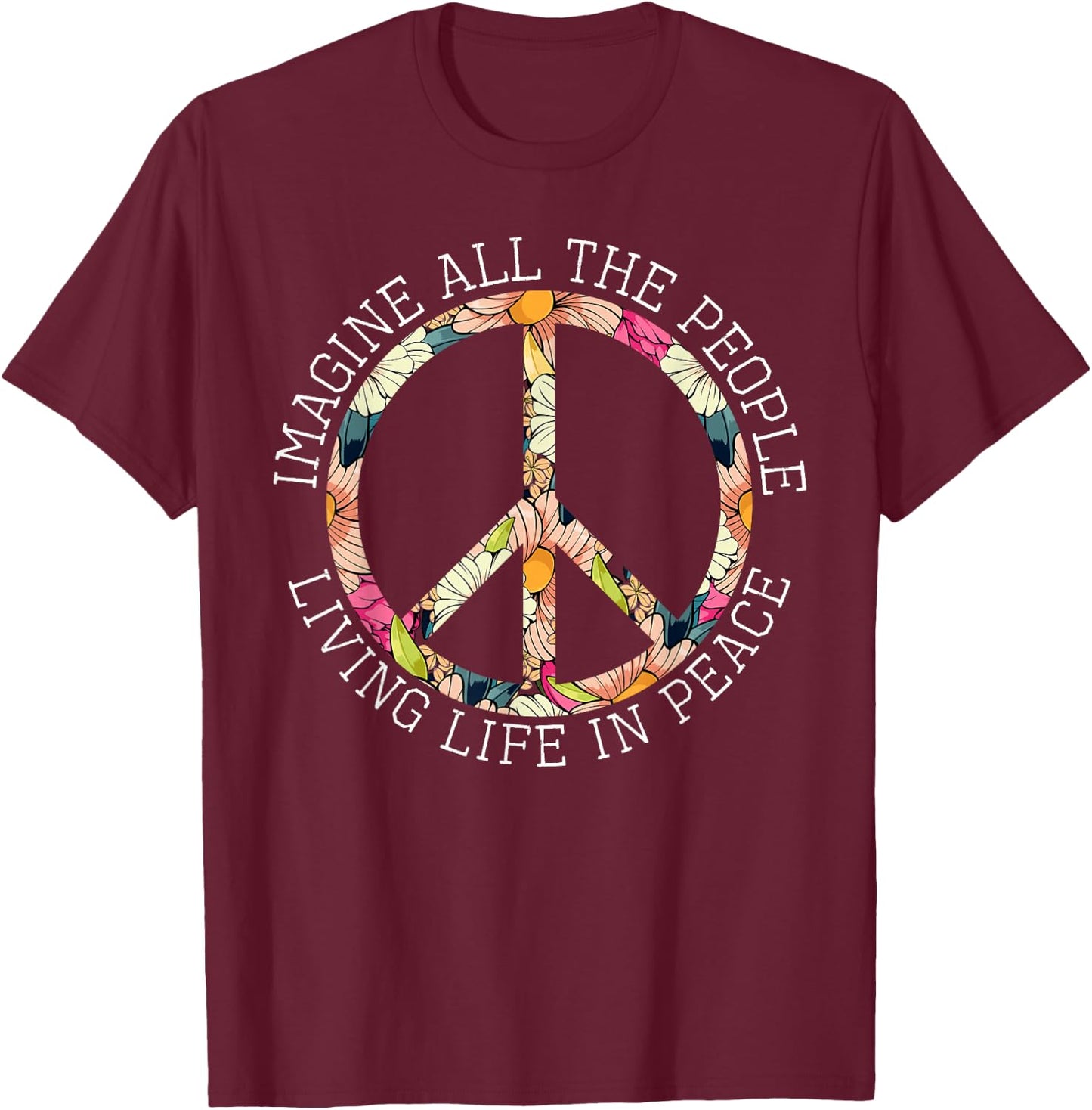 Hippie Costume 60s 70s Peace Vintage Lover Retro Nostalgic T-Shirt - T-Shirt | Maroon