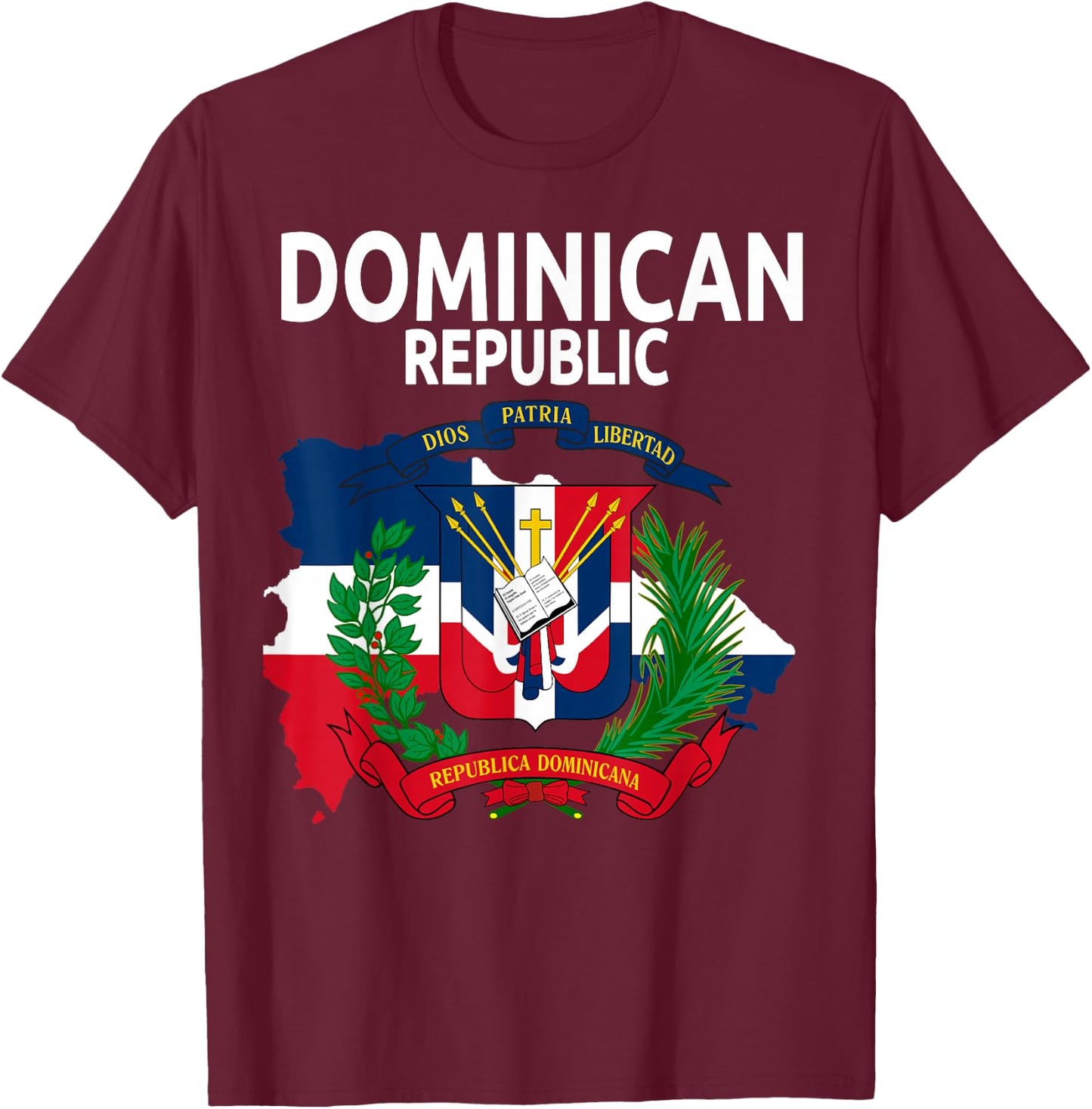Coat of Arms Republica Dominicana & Dominican Flag Outfit T-Shirt - T-Shirt | Maroon