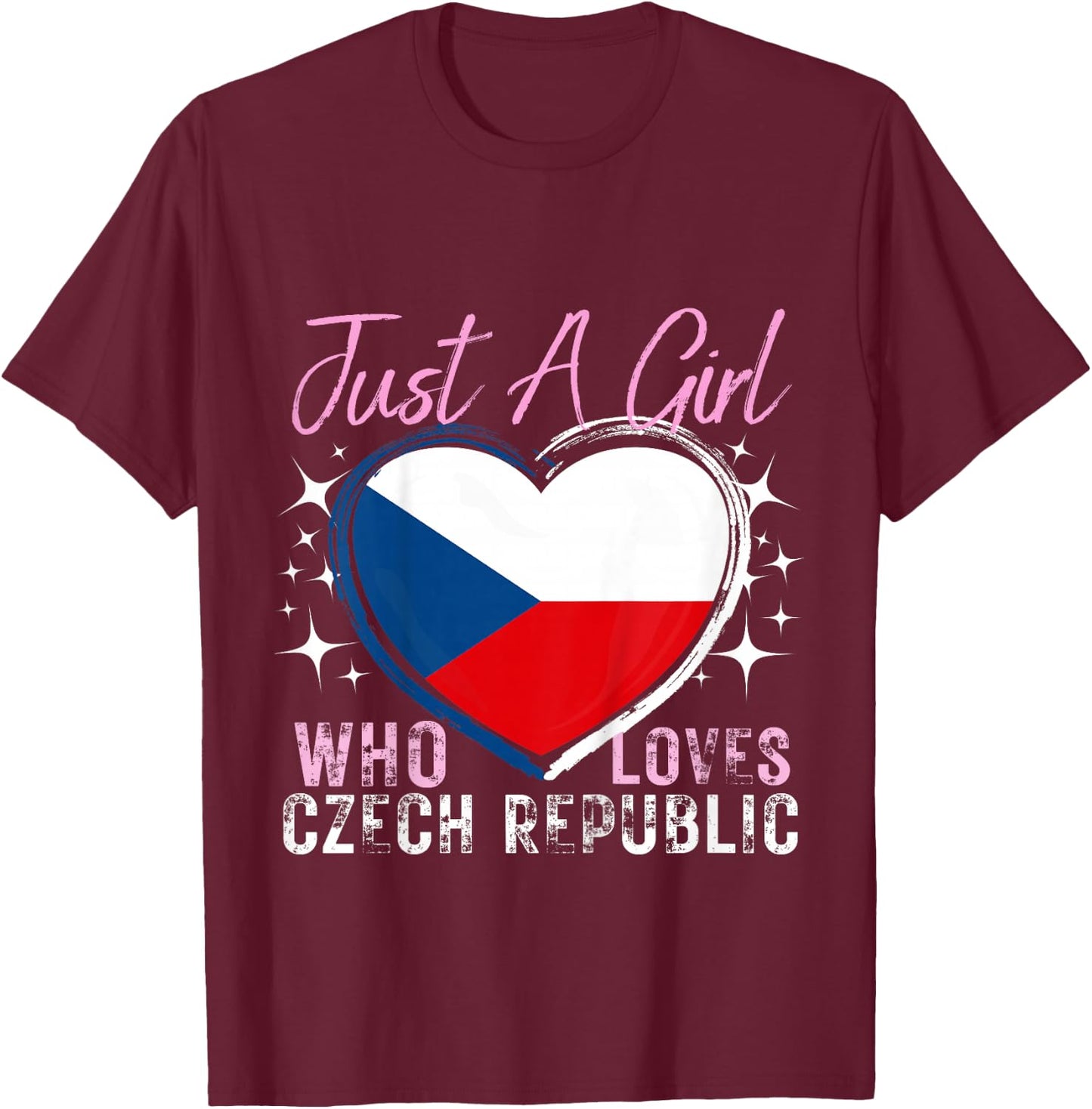 Kids Just A Girl Who Loves Czech Republic Heart Flag for Girls T-Shirt - T-Shirt | Maroon