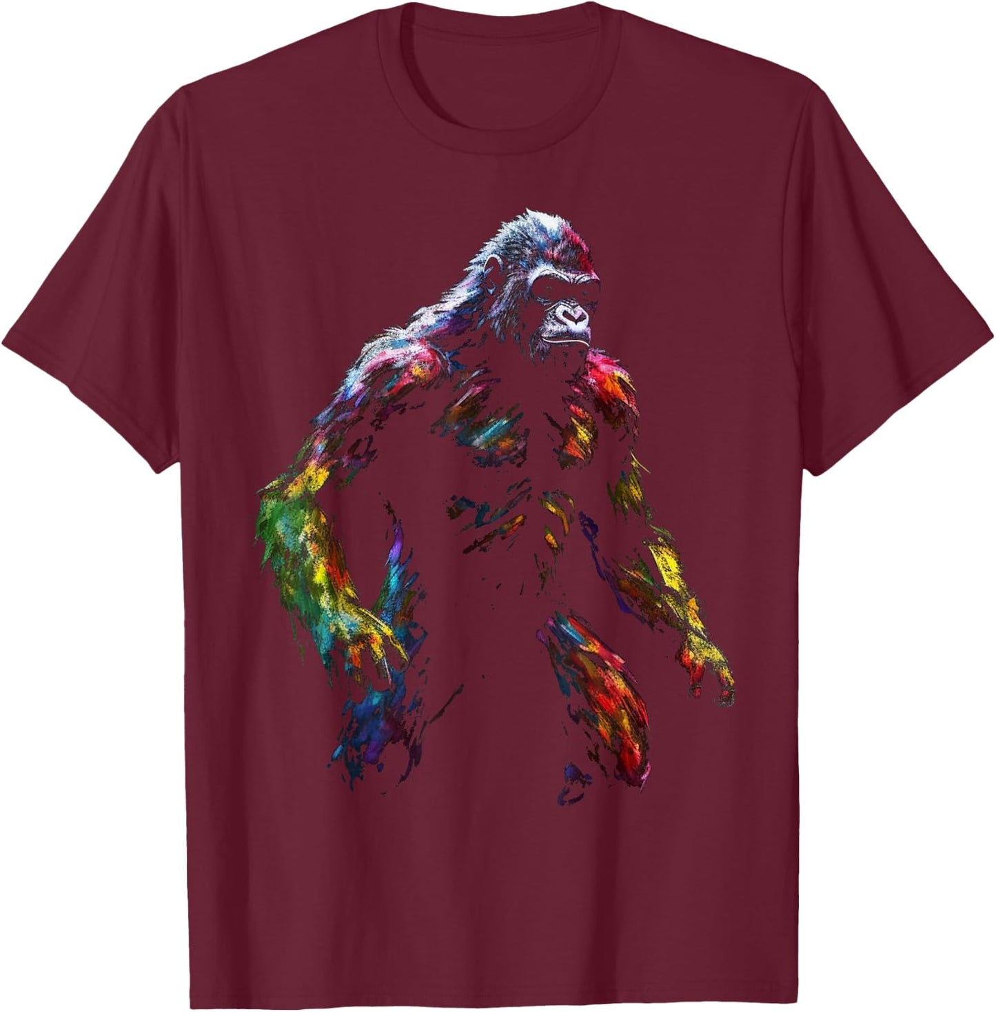 Gorilla Colourful Artwork - Animal Art Monkey Zoo Gorilla T-Shirt - T-Shirt | Maroon