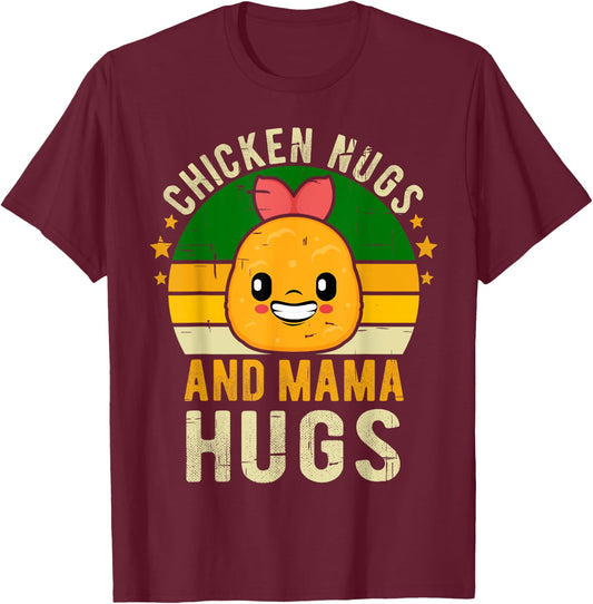 Chicken Nugs and Mama Hugs Toddler for Chicken Nugget Lover T-Shirt - T-Shirt | Maroon