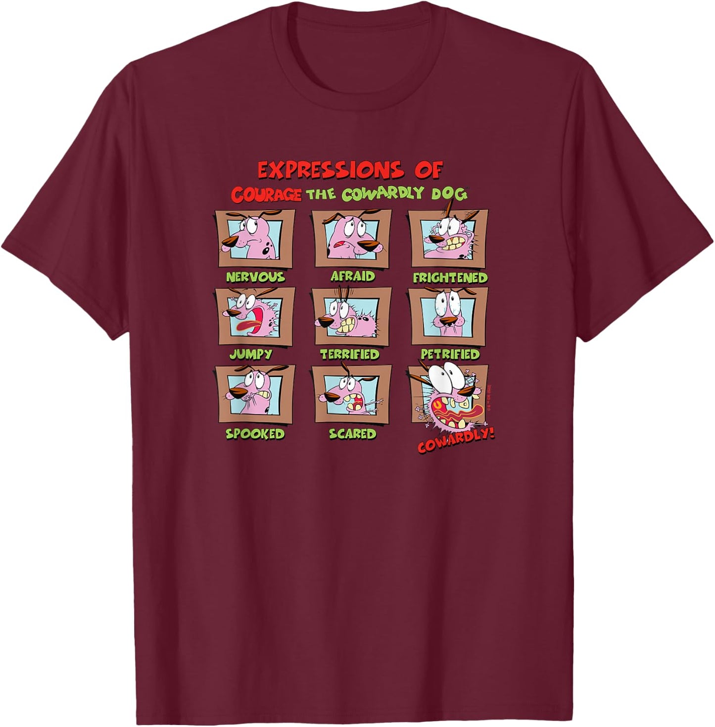 Courage The Cowardly Dog Courage Expressions Box Up T-Shirt - T-Shirt | Maroon