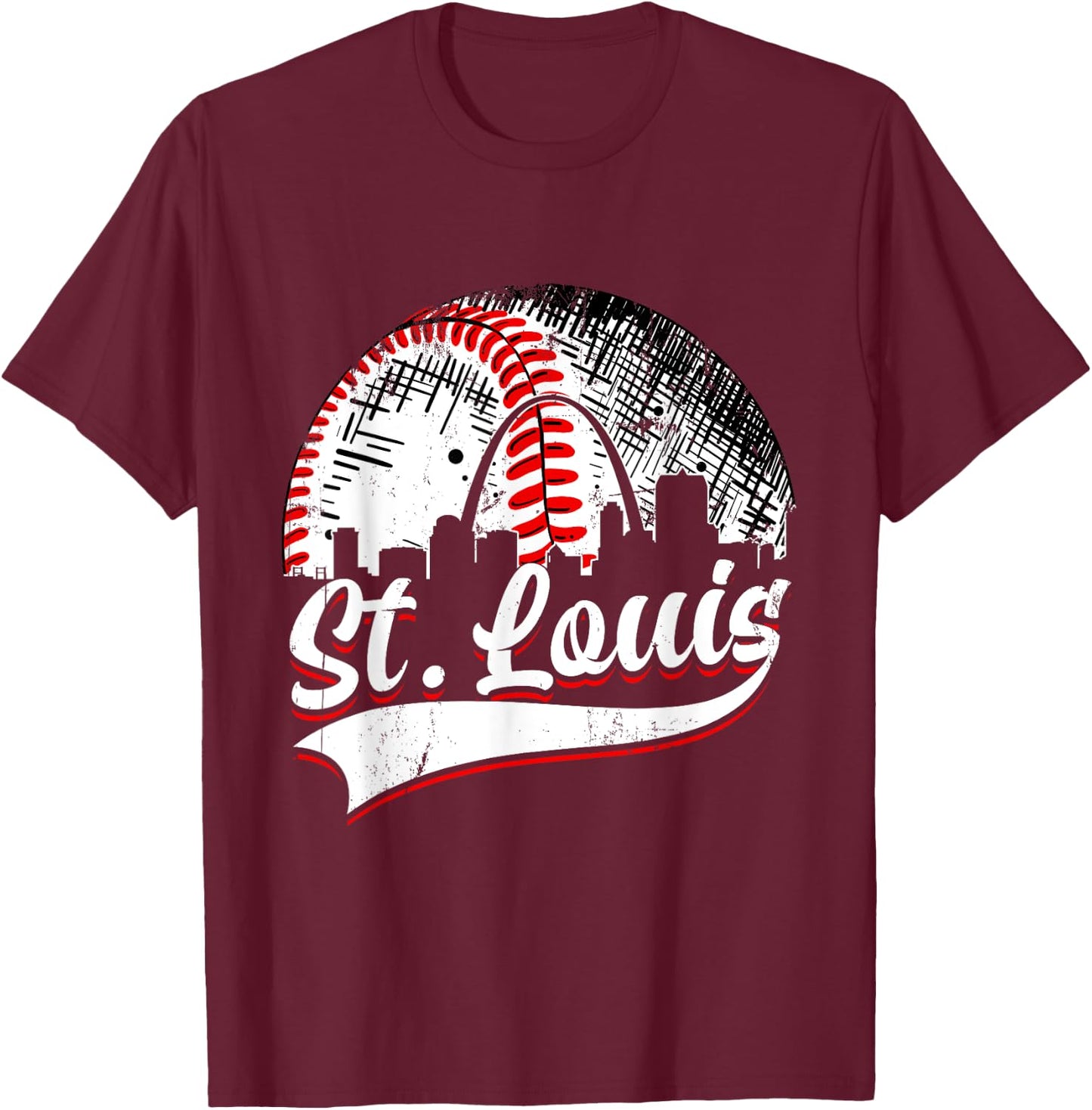 Vintage St. Louis Baseball Lover Men Women Game Day T-Shirt - T-Shirt | Maroon