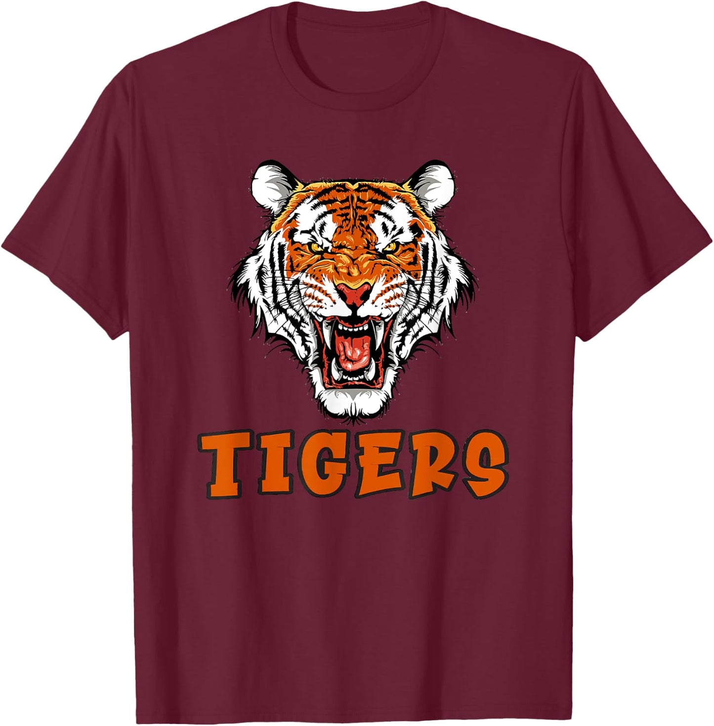 Tigers Swash School Spirit Orange Black t shirt T-Shirt - T-Shirt | Maroon