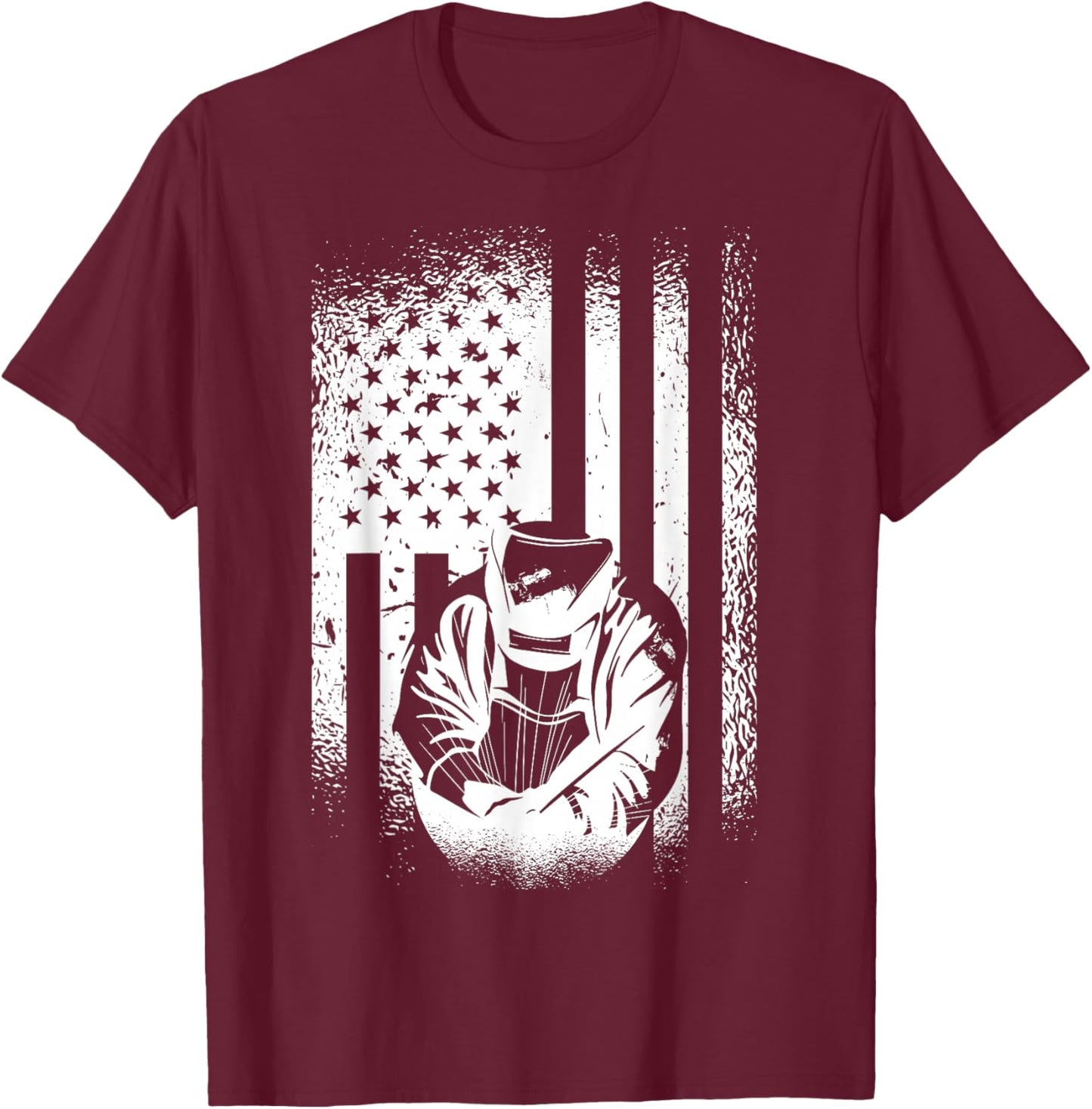 American Flag Welder Patriotic Welder Men's Welding Gift T-Shirt - T-Shirt | Maroon