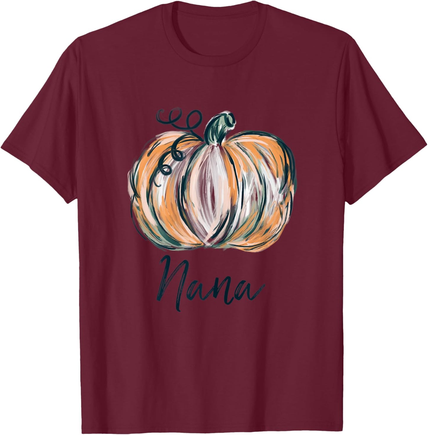 Nana Watercolor Pumpkin Fall Thanksgiving Halloween 2022 T-Shirt - T-Shirt | Maroon