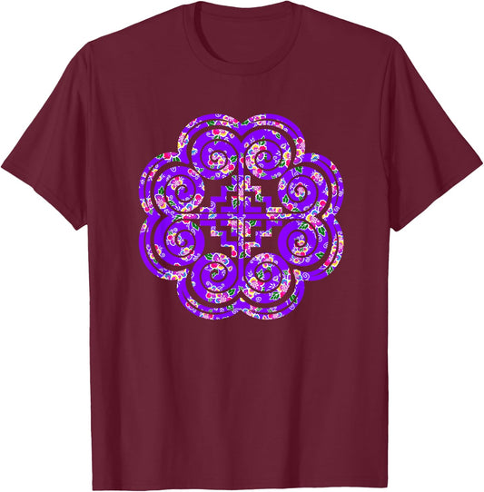 Hmong Purple Floral Elephant Foot T-Shirt - T-Shirt | Maroon