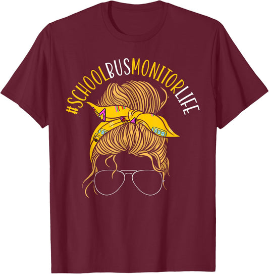 School Bus Monitor Bus Aide Attendant Bus Monitor T-Shirt - T-Shirt | Maroon
