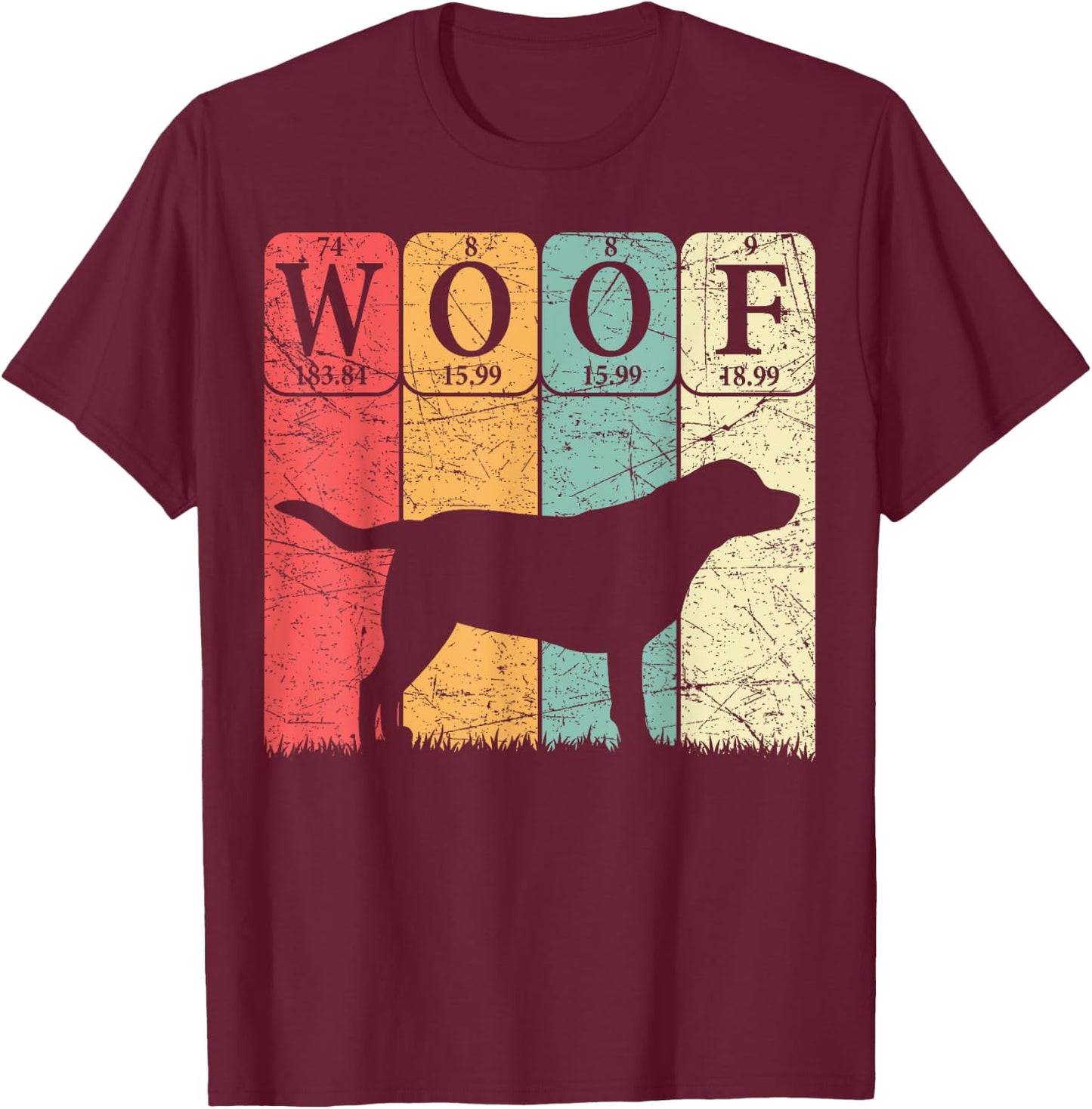 Labrador Retriever Dog Periodic Table Elements Dog Lover T-Shirt - T-Shirt | Maroon