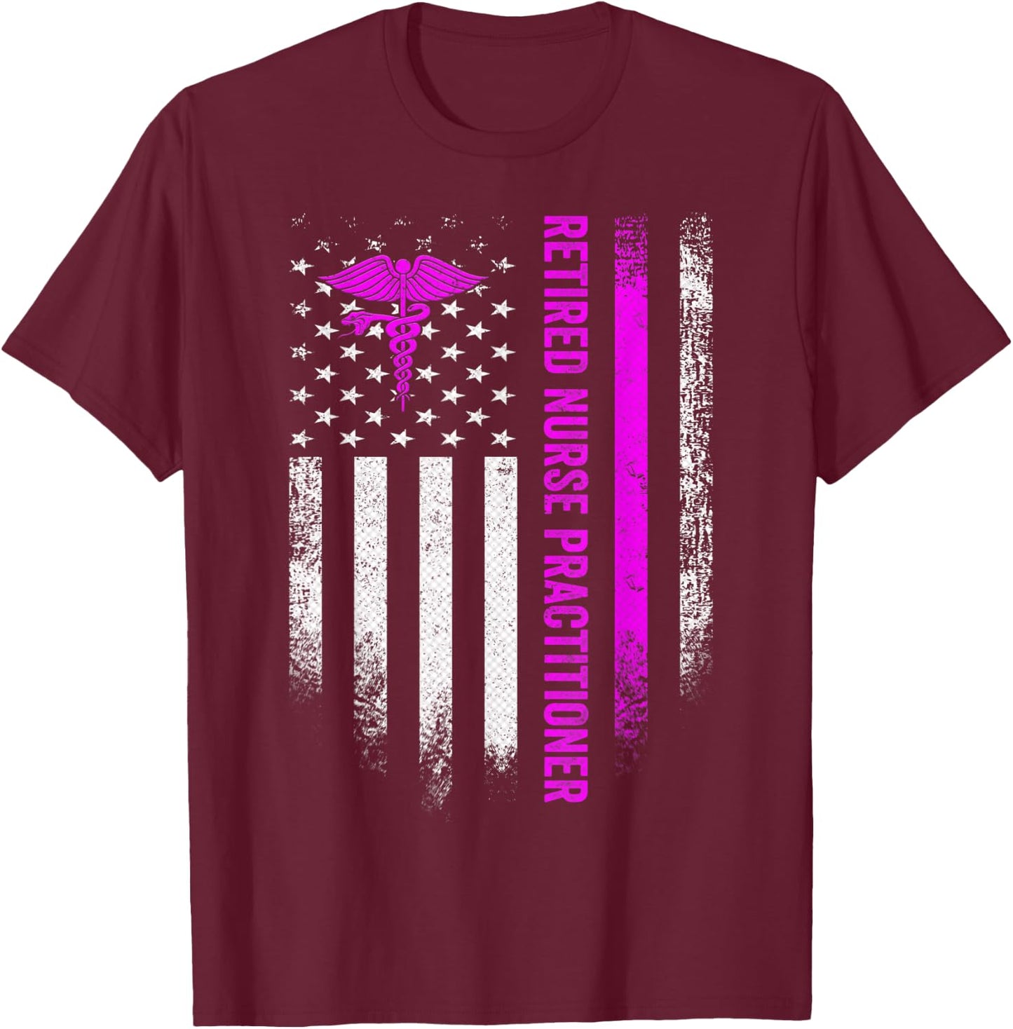 Vintage American Flag Proud Retired NP Nurse Practitioner T-Shirt - T-Shirt | Maroon