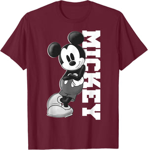 Disney Mickey Mouse Leaning on Name White T-Shirt - T-Shirt | Maroon