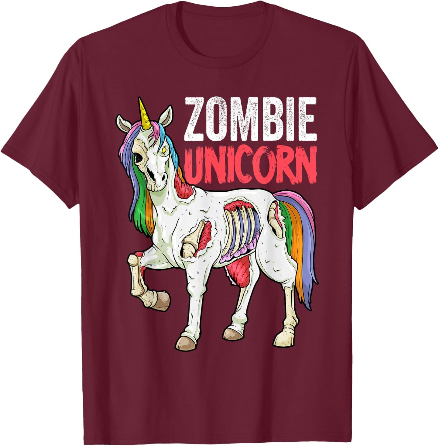 Zombie Unicorn Zombiecorn Halloween Costume Scary Undead T-Shirt - T-Shirt | Maroon