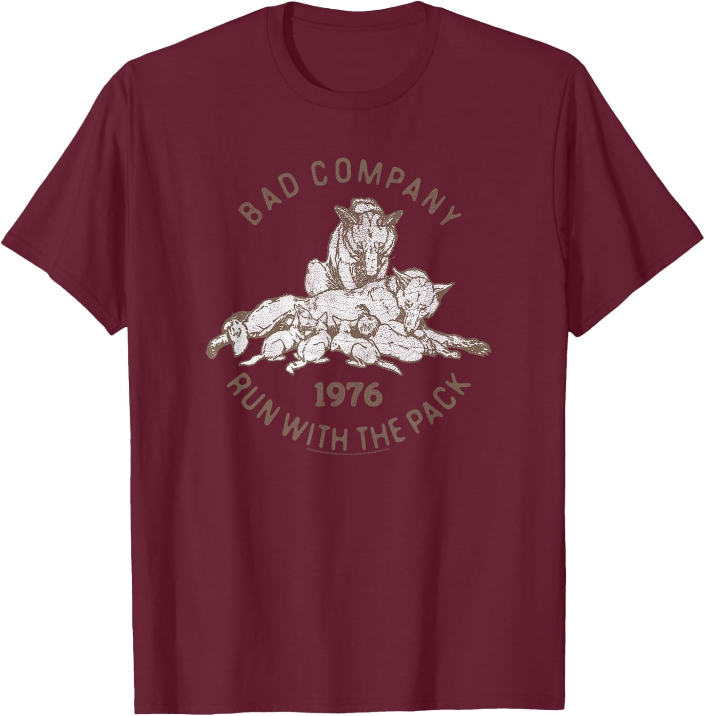 Bad Company Run With the Pack 1976 T-Shirt - T-Shirt | Maroon