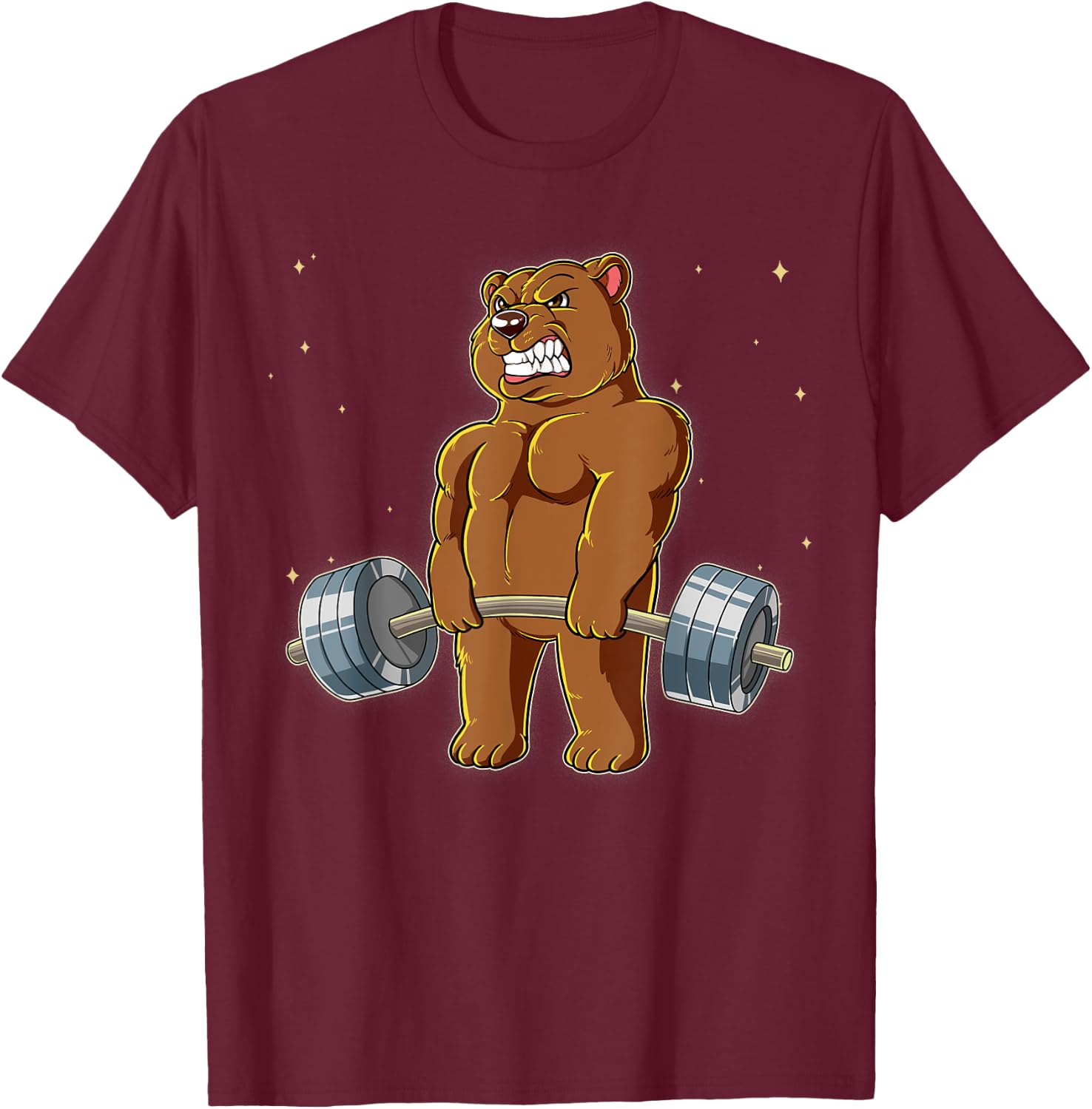 Bear Gym Weight Training Deadlift T-Shirt - T-Shirt | Maroon