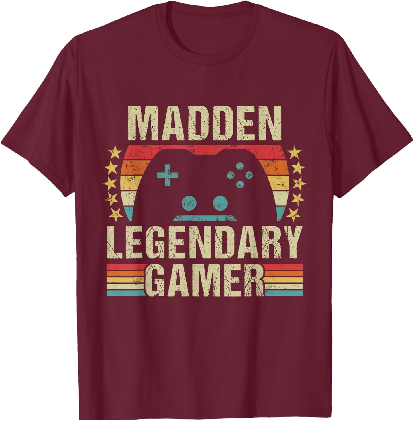 Madden Gamer Retro Gaming Vintage Game Personalized 70s T-Shirt - T-Shirt | Maroon