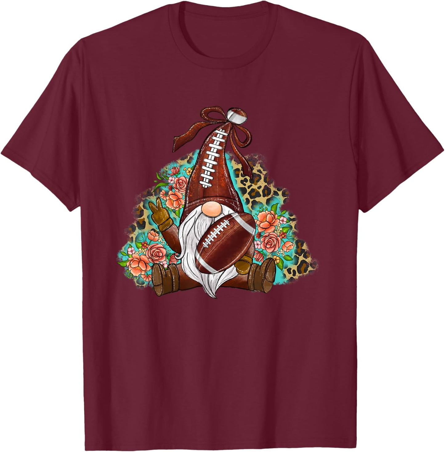 sunday Game Football gnome player sports football watching T-Shirt - T-Shirt | Maroon