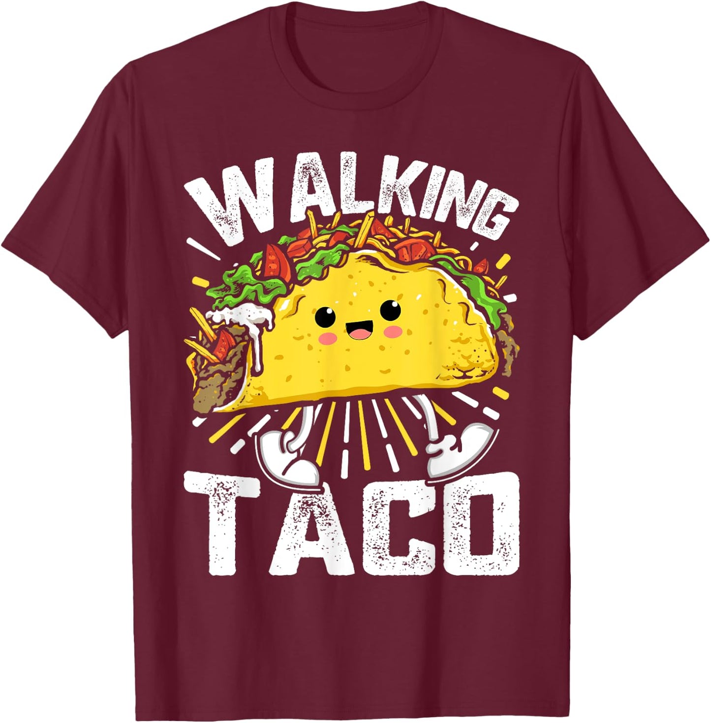 Walking Taco, Funny Tacos Lovers Costume Tacos T-Shirt - T-Shirt | Maroon