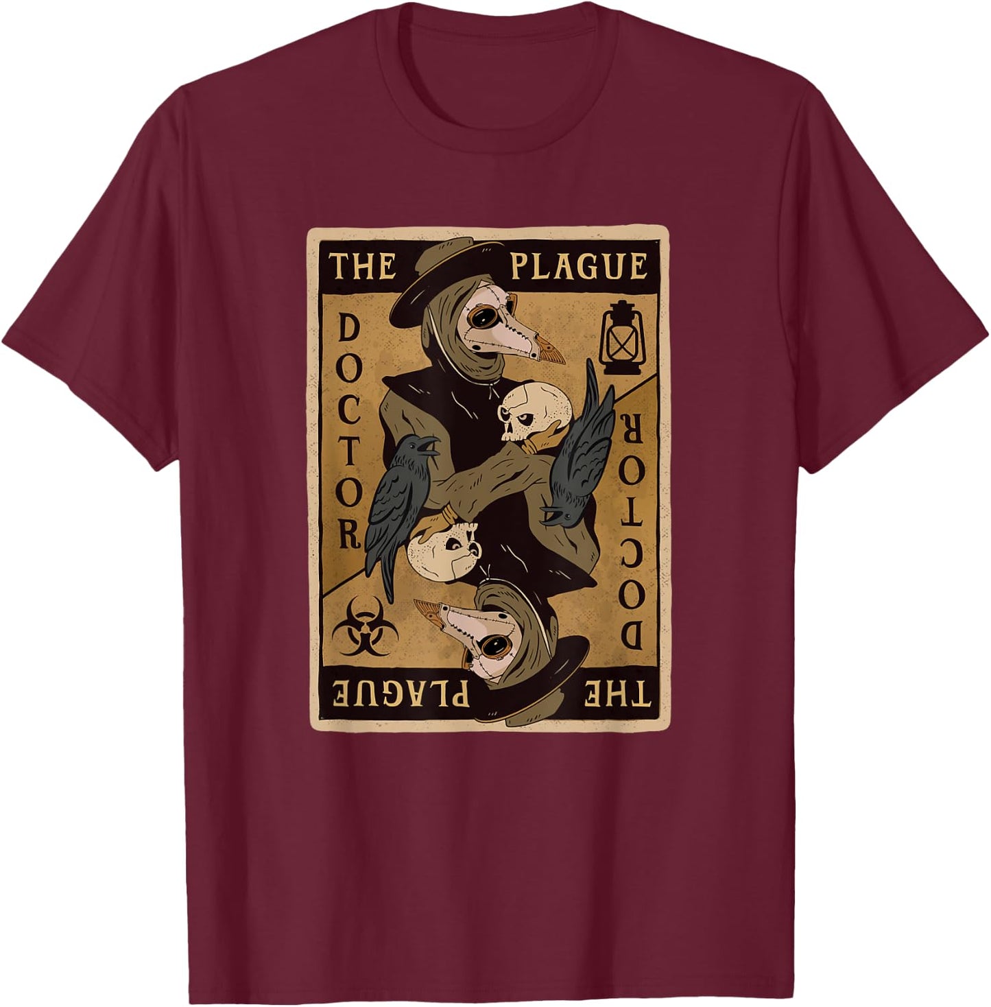 Gothic Steampunk Plague Doctor Tarot Card Reading T-Shirt - T-Shirt | Maroon