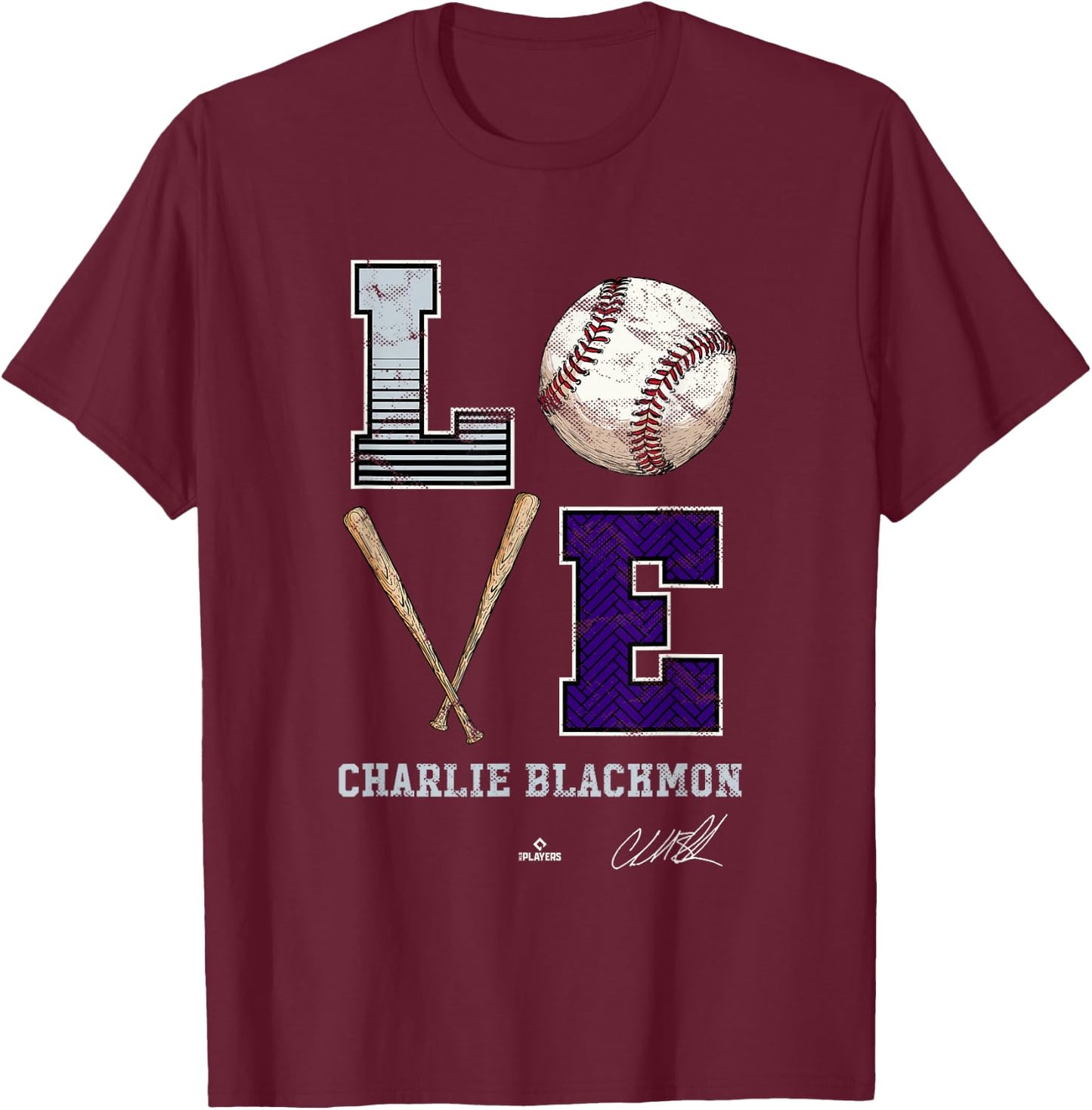 Love Charlie Blackmon Charlie Blackmon Colorado MLBPA T-Shirt - T-Shirt | Maroon