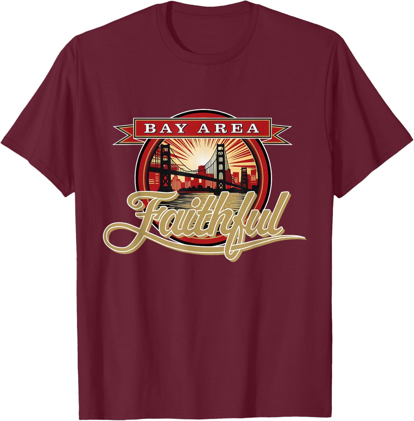 Faded San Francisco Sunday Bay Area Faithful T-Shirt - T-Shirt | Maroon