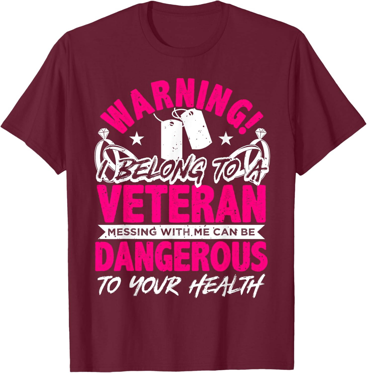 Veteran Wife, Husband Soldier & Saying For Military Women T-Shirt - T-Shirt | Maroon