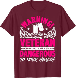 Veteran Wife, Husband Soldier & Saying For Military Women T-Shirt - T-Shirt | Maroon