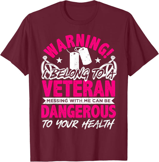 Veteran Wife, Husband Soldier & Saying For Military Women T-Shirt - T-Shirt | Maroon