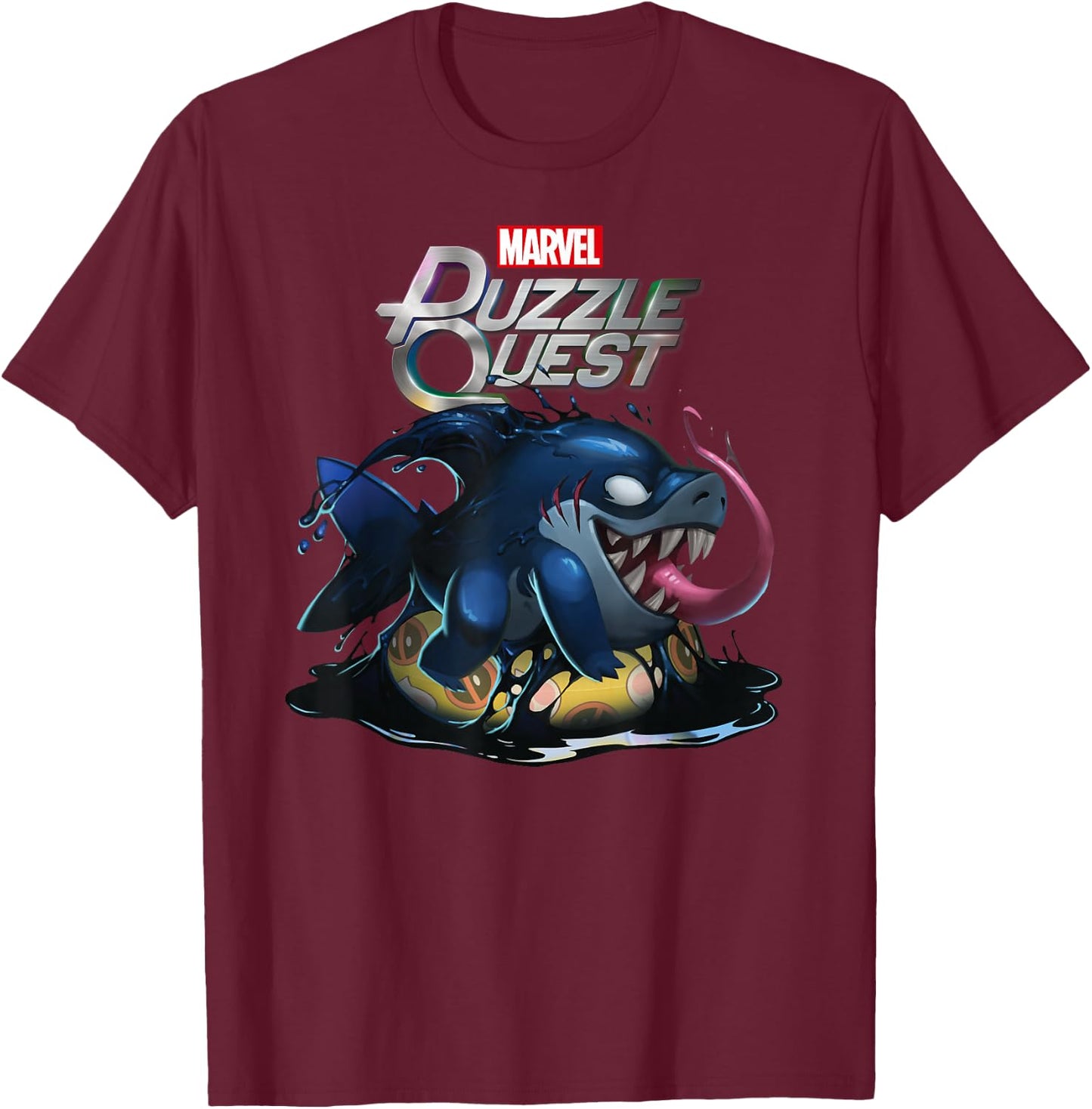 Marvel Puzzle Quest Jeff Land Shark Jeffrey Symbiote Floatie T-Shirt - T-Shirt | Maroon
