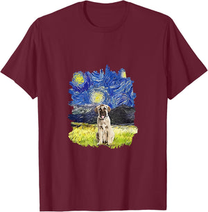 Starry Night Impressionist - Dog Art Anatolian Shepherd Dog T-Shirt - T-Shirt | Maroon