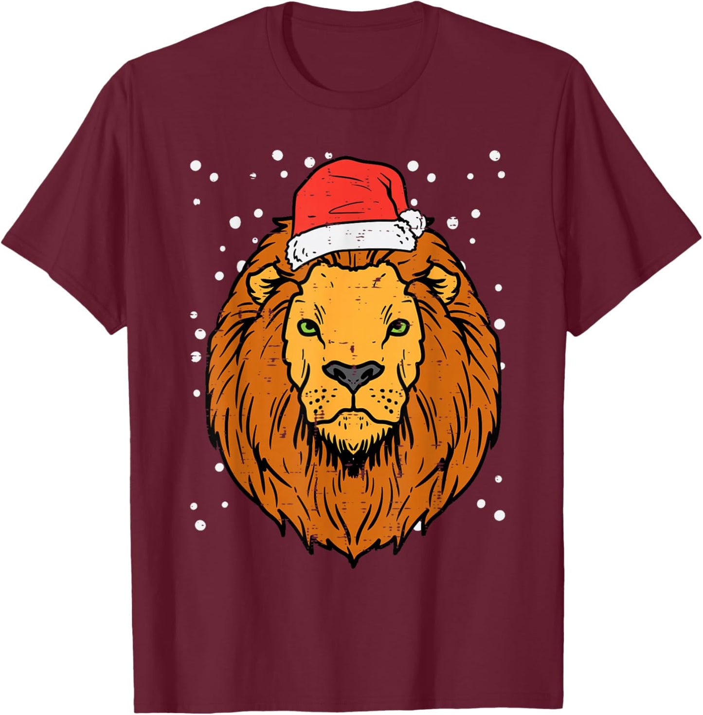 Christmas Lion Santa Animal Xmas Men Women Boys Girls Kids T-Shirt - T-Shirt | Maroon
