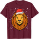 Christmas Lion Santa Animal Xmas Men Women Boys Girls Kids T-Shirt - T-Shirt | Maroon